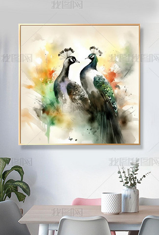 水墨画孔雀专题模板-水墨画孔雀图片素材下载-我图网