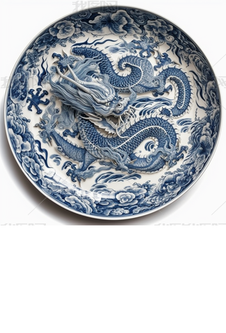 青龙国风龙纹青花瓷数字艺术作品054下载-编号30266376--我图网