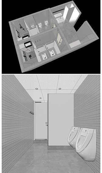 原创部队卫生间效果图-3D做出草图效果