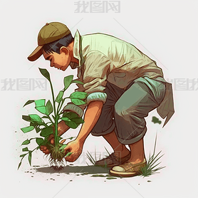 Weeding a Garden in Animecore Style  Traditional Vietnamese Scenery with Cartoon Realism  Firecore