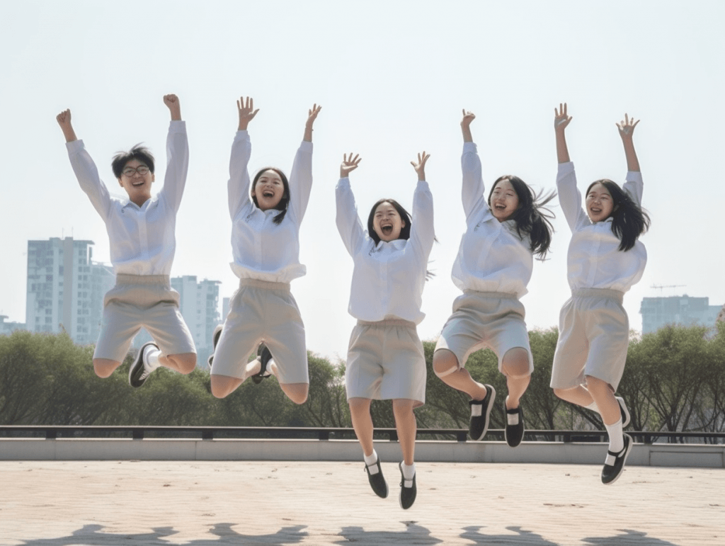 欢乐校园轻松学习跳跃青春融合中西方工笔画与清新主义