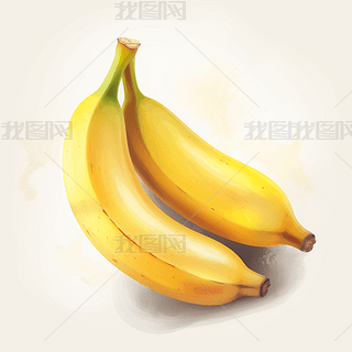 数字绘画香蕉矢量图像卡通可爱逼真超细节白底完整展示PNG格式元素素材