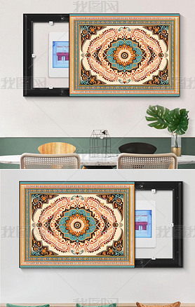 印度曼德勒地毯风格的迷幻插画设计