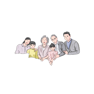 原创卡通祖孙三代元素