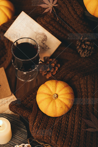南瓜红酒素材感恩节图片