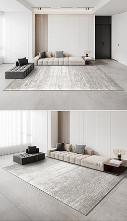 现代简约灰色抽象水墨条纹客厅卧室地毯地垫图案设计
