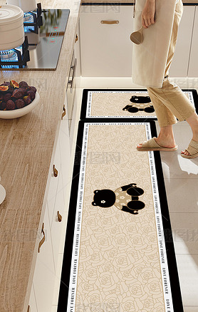 北欧大牌熊现代简约家居地毯卡通地垫厨房地垫脚垫
