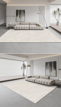 现代简约抽象几何条纹客厅卧室地毯地垫图案设计