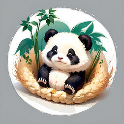 可爱国宝熊猫创意插画海报设计数字艺术手绘素材