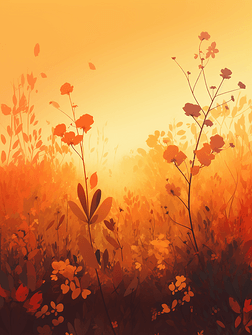 橙黄渐变色植物背景图片素材AI数字艺术