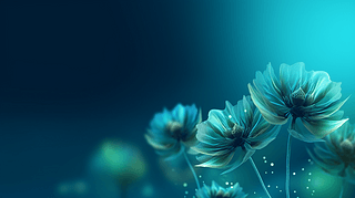 水绿色大气高贵植物花卉插画背景002