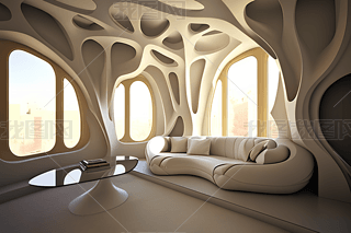 Zaha Hadid 520 West 28室内阿拉伯电视房设计风格高清摄影图