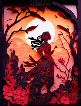 Chinese Mythology Paper Cut Illustrations of Mulan Legend廭ͼ