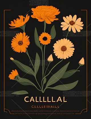 гӡˢCalendula officinalisʽƲ廭ͼ