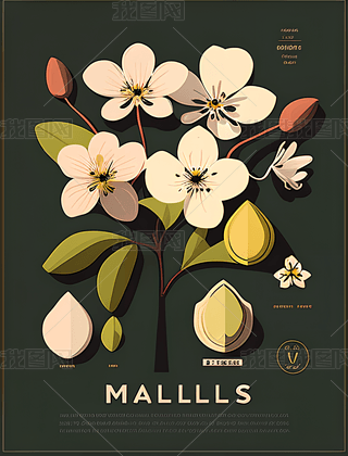 Malus spectabilis ܺ򵥱ƽװλгӡˢ廭ͼ