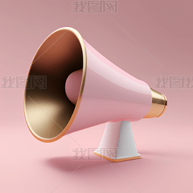 8K Megaphone Icon Design with Volumetric Light on Pink and White BackgroundԪ