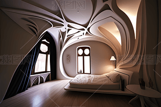 Zaha Hadid设计的520 West 28地下室卧室内的阿拉伯风格高清摄影图