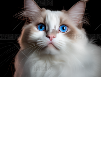 可爱的白色猫蓝色眼睛戈尔兹超广角65mm f下载-编号32380361--我图网
