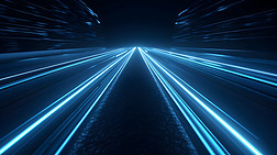 数码科技蓝色发光发射光线几何海报网页PPT背景