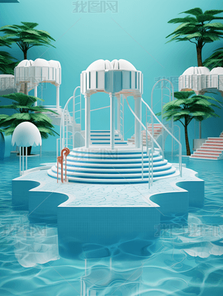 梦幻插画风格的室内度假游泳池设计 | Jeeyoung Lee作品欣赏插画插图