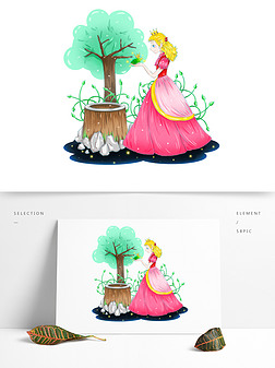 手绘童话故事青蛙王子卡通形象可商用元素