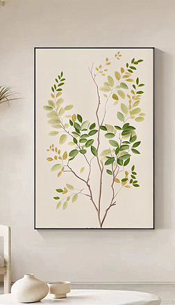 北欧沙发背景墙装饰画|北欧玄关入户装饰画绿植清新沙发背景墙挂画