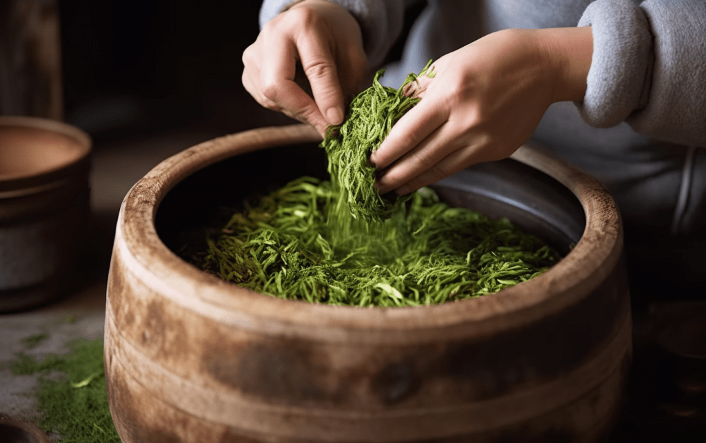 龙井茶叶炒制过程炒茶制茶绿茶 (3)高清摄影图