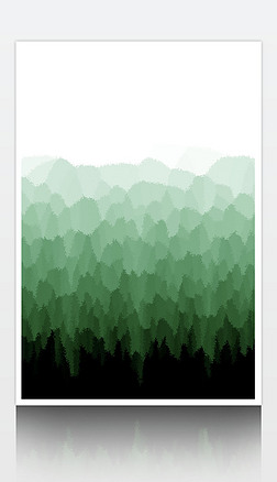 墨绿色山画手绘抽象森林插画海报背景素材