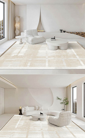 现代简约轻奢抽象奶油风客厅卧室民宿家居地毯地垫