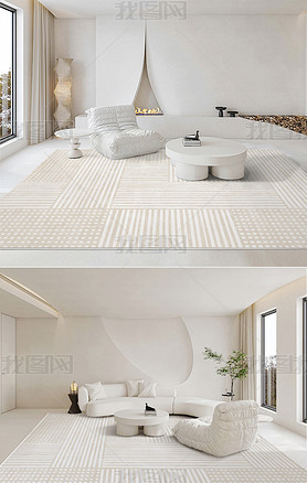 现代简约轻奢抽象线条肌理客厅床边地毯地垫