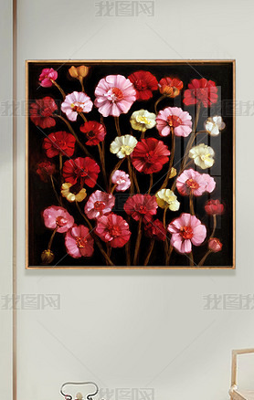 古典主义康乃馨母亲之花复古绘画创意回忆客厅装饰画