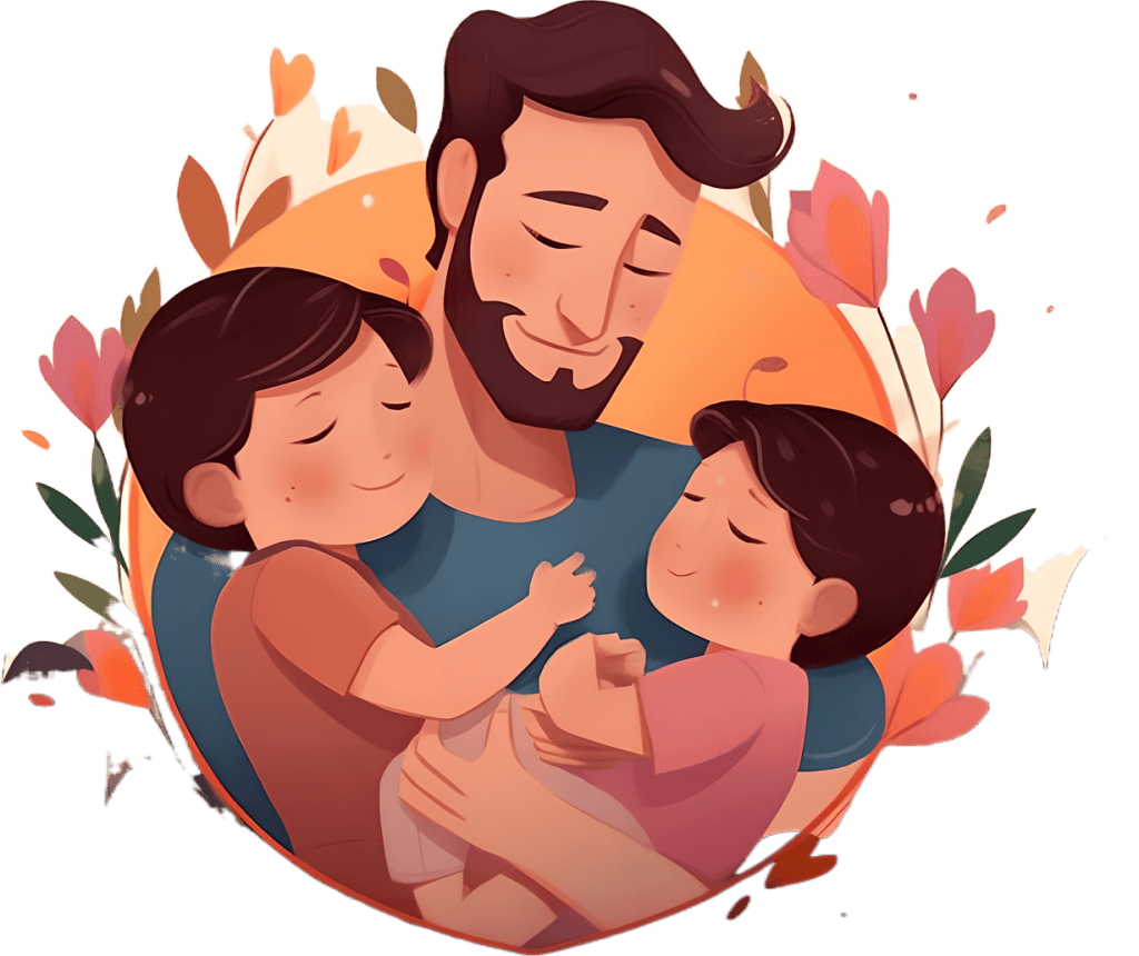 强壮的父亲抱着可爱的孩子元素