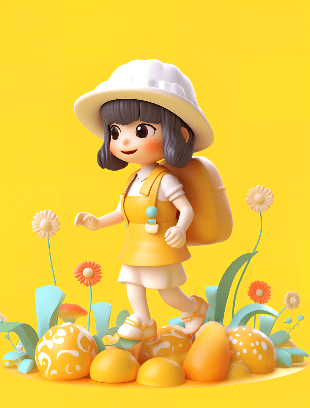 六一儿童3d立体可爱人物户外游玩元素