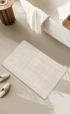现代简约几何条纹侘寂风地毯浴室防滑垫硅藻泥地垫