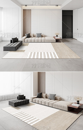 现代简约几何条纹极简轻奢客厅卧室地毯地垫图案设计