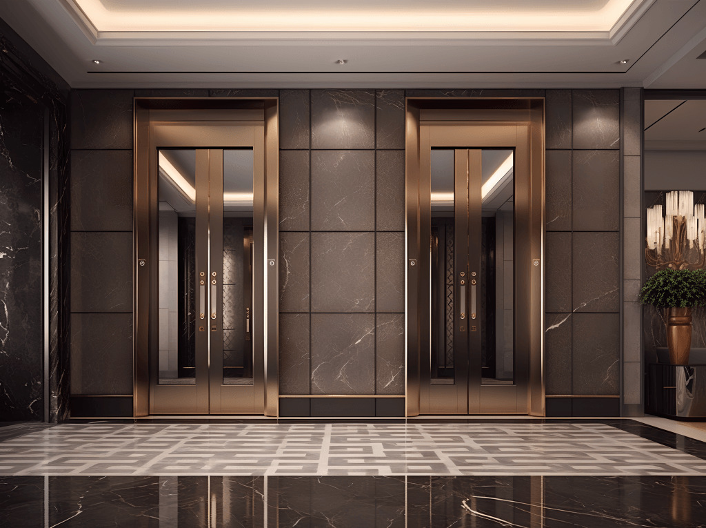 后现代酒店空间酒店电梯间设计图效果图摄影图元素