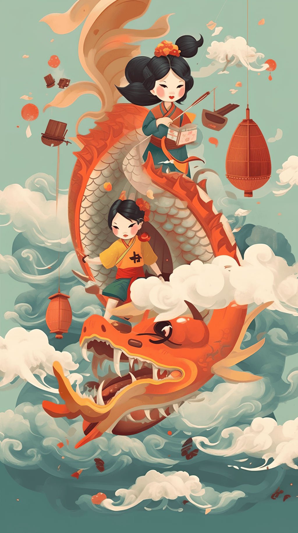 传统节日端午节赛龙舟插画插画插图