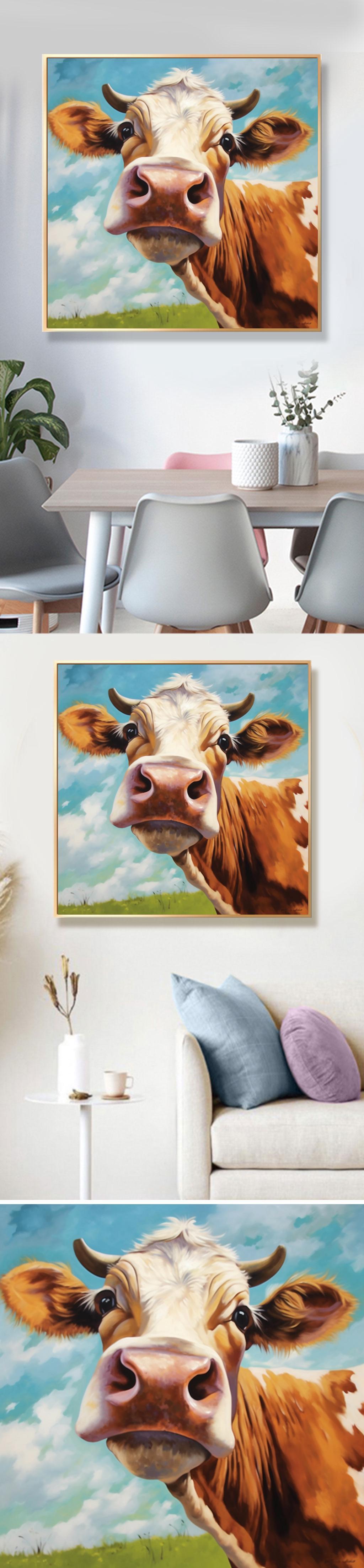 北欧风格动物挂画个性牛儿童房装饰画