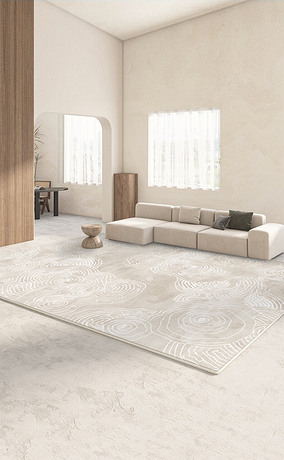 现代简约抽象奶油风条纹艺术客厅卧室地毯地垫设计