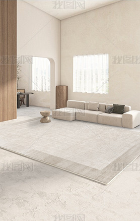 现代简约渐变条纹极简奶油风客厅卧室地毯地垫设计