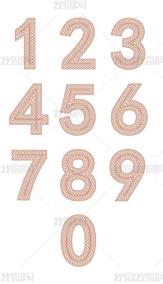 阿拉伯数字艺术字0-9文字矢量元素e4
