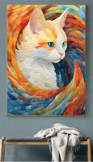 彩色猫咪抽象猫咪客厅装饰画