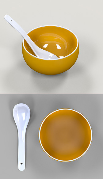 3D餐具碗汤匙精致模型