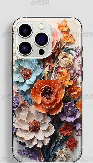 花朵油画风格手机壳花朵手机壳立体花朵手机壳