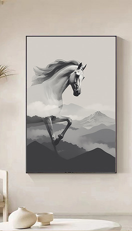 抽象马客厅装饰画现代简约挂画肌理大幅落地墙画壁画