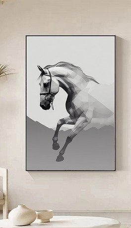 客厅马到成功装饰画现代简约大厅创意墙画抽象艺术画