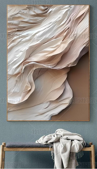 丝绸客厅玄关装饰画手绘细长肌理过道挂画