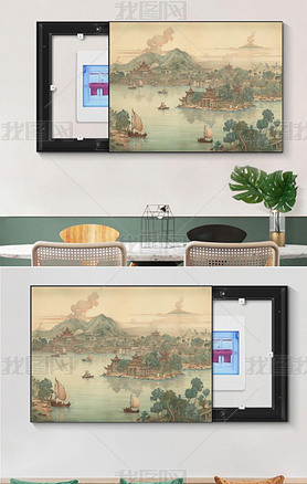 新中式张若霭西湖全景图山水画风景画客厅装饰画