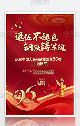 热烈庆祝中国人民解放军建军96周年八一海报