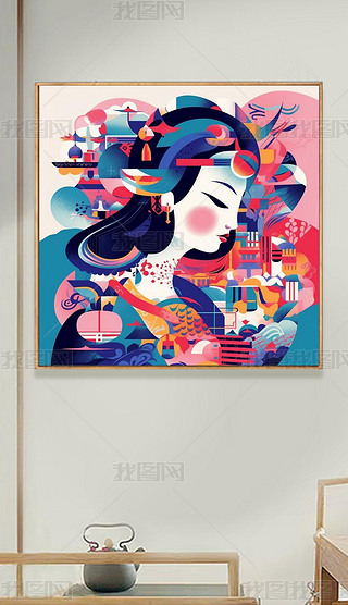 潮流民间艺术民族风女人装饰画